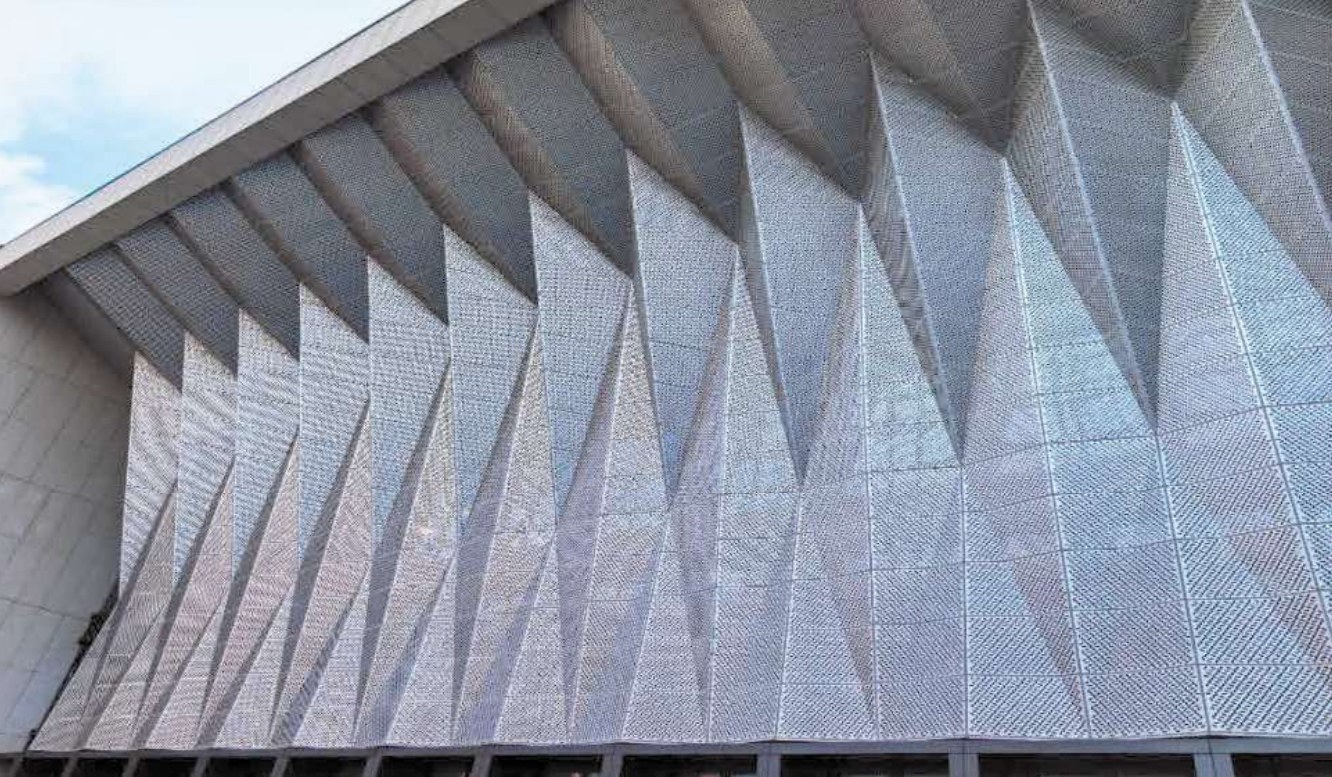 Sculpted aluminium cladding panels shown in the company portfolio